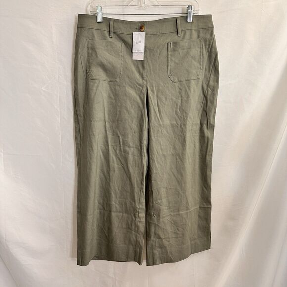 J Jill Linen Stretch Patch Pocket Crops European Flax Willow Large Petite PL - Picture 2 of 9